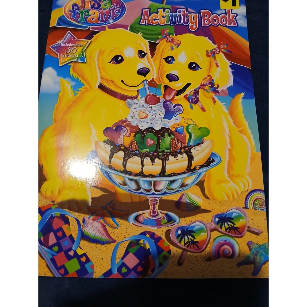 Lisa Frank unused activity book with stickers and door hanger cutouts on back